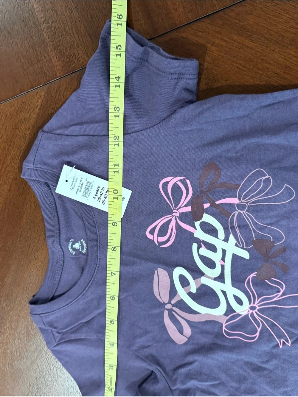GAP Purple Tee with Pink and White Bow Graphic